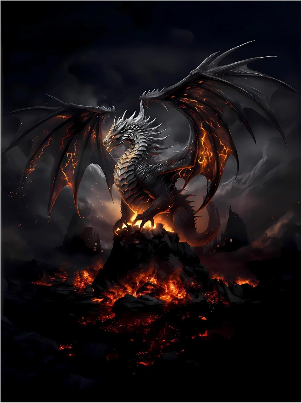 Flame Volcano Dragon Diamond Painting Kit for Adults (Flame Volcano Dragon) 12 x 0.1 x 16 inches